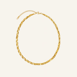 Bali Waves ring and Braided Elle necklace set in gold-plated stainless steel, view 3