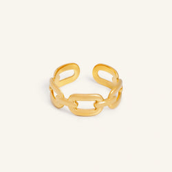 Estelle ring, Luna bracelet and Siena necklace set in gold-plated stainless steel, view 2