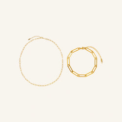 Riviera bracelet and Serena necklace set in gold-plated stainless steel