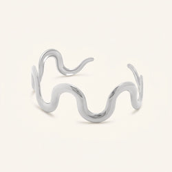 Waves Open Cuff Silver Bracelet
