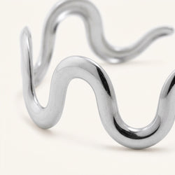 Waves Open Cuff Silver Bracelet