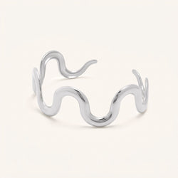 Waves Open Cuff Silver Bracelet